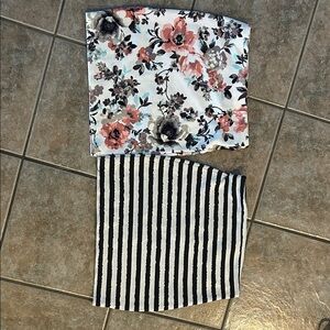 Urban Behavior Floral and Striped Skirt Set - Black and Pink